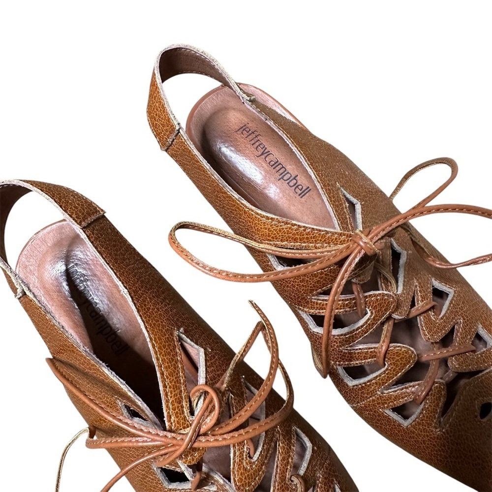 Jeffery Campbell tan leather lace up heels sandals 7.5 - Picture 4 of 4